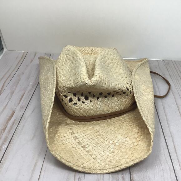 Stetson Mens Laurel Raffia Straw Hat Shapeable Brim Natural Size XS Cowboy Hat - Picture 1 of 6